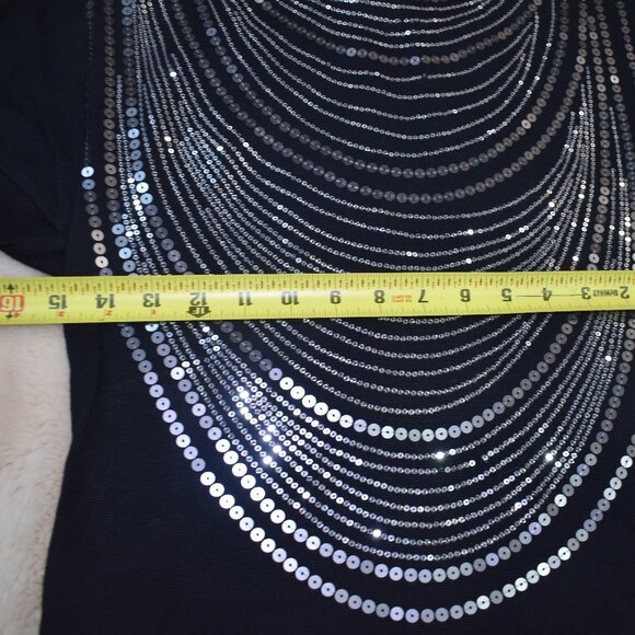Cache Black Sequin Blouse Size M Embellished Sparkle Top Party Evening Glam - Picture 13 of 16